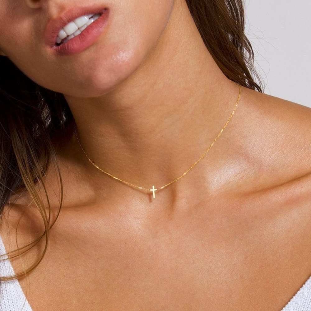 14k Solid Gold Cross Necklace